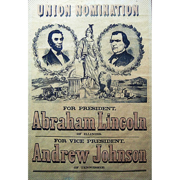 Abraham Lincoln Andrew Johnson election poster framed print