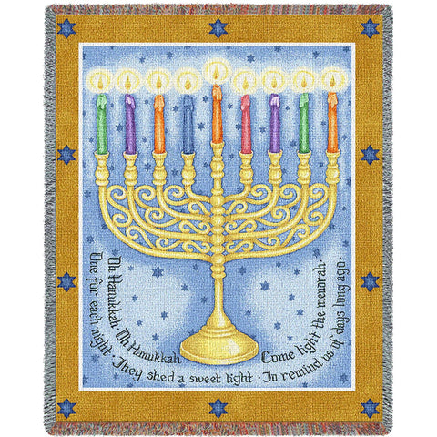 Eight Days Hanukkah Woven Throw