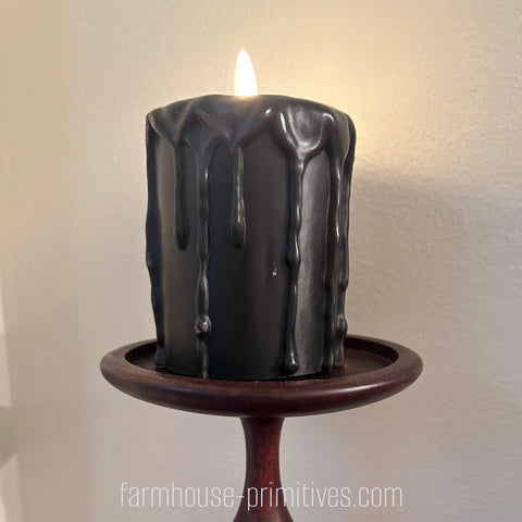 Black 3D Flame Pillar Candle