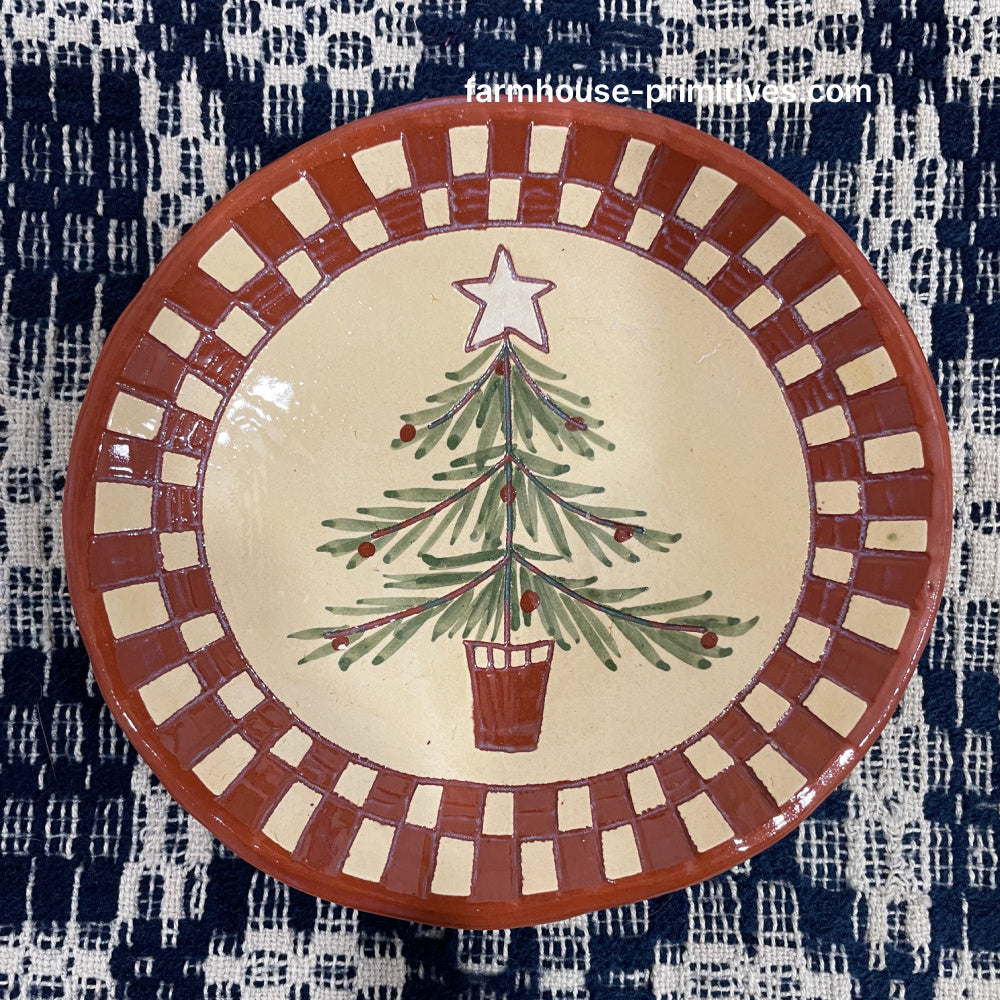 Checkerboard Tree Redware Plate