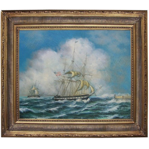 Frigate Constitution in High Seas 1838 Framed SPECIAL ORDER - Farmhouse-Primitives