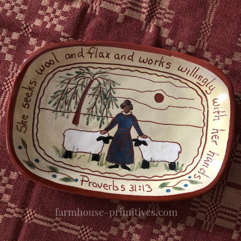 Proverbs 31:13 Redware Plate - Farmhouse-Primitives