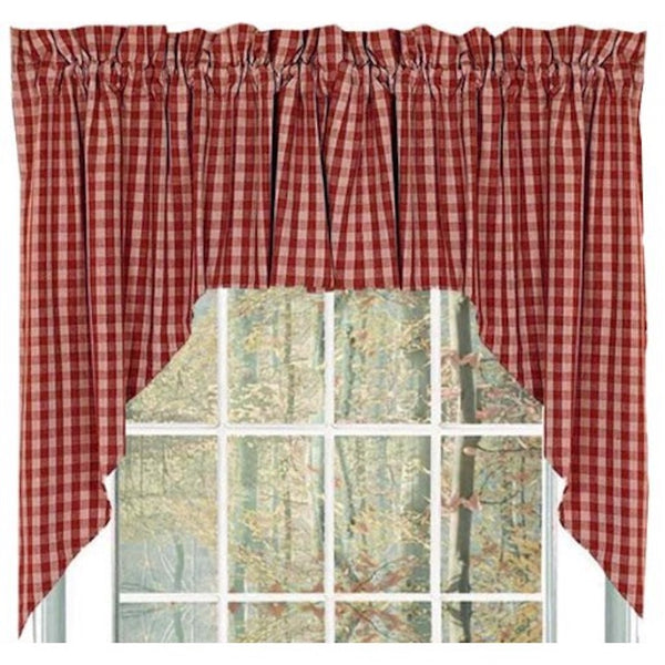 Heritage House Barn Red Check Curtains - Farmhouse-Primitives