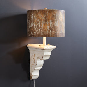 wall lamp Eldora metal shade wood base
