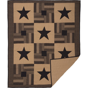 Black Check Star Quilted Throw