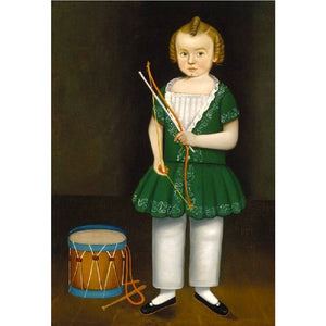 boy with drum and bow early framed portrait
