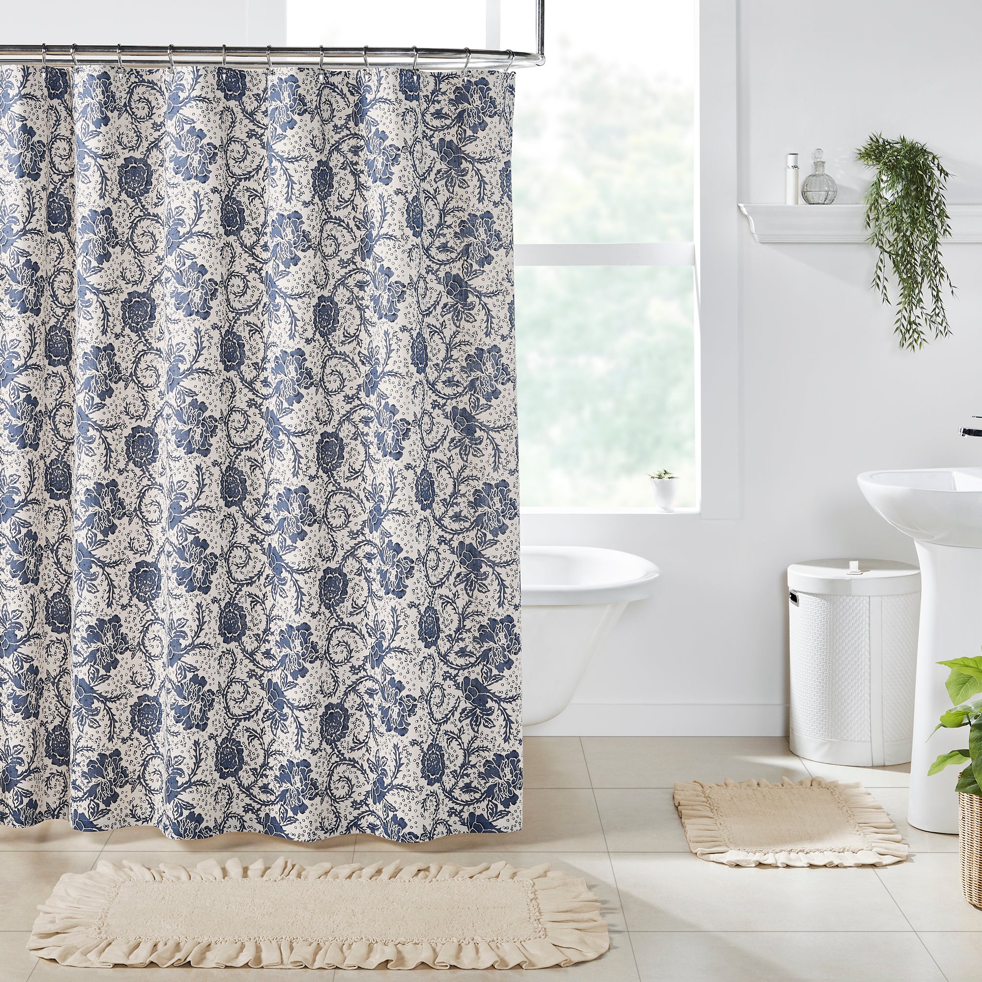 dorset navy shower curtain
