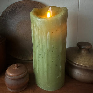 Soft Green Moving Flame Pillar Candle