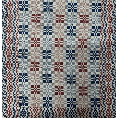 Parlor Weave Red/Navy/Linen Table Runners