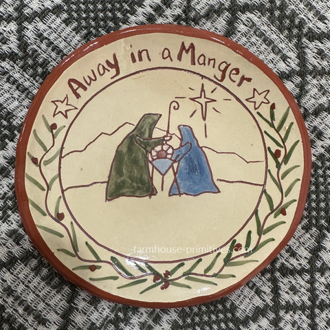 Away in a Manger Redware Plate