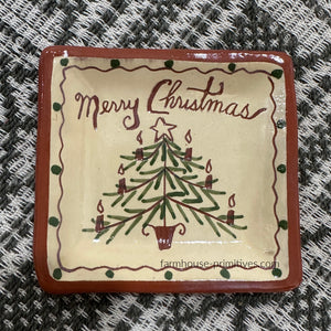 Merry Christmas Mini Redware Plate