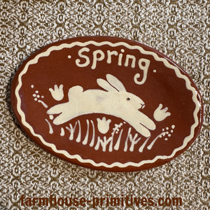 spring bunny redware plate