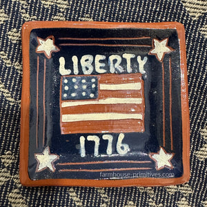 Blue Liberty 1776 Mini Redware Plate