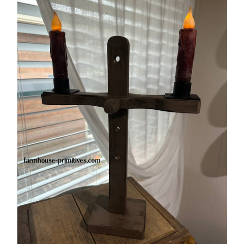 Adjustable Early Period Wood Candleholder