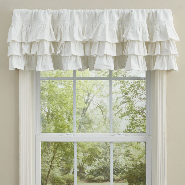 White Ruffled Curtains - Farmhouse-Primitives