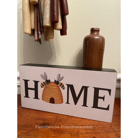 Home Beehive Bees Box Sign - Farmhouse-Primitives