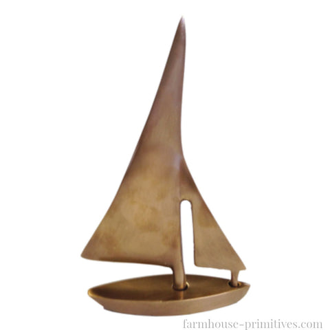 Sail Boat Brass Paperweight - Farmhouse-Primitives
