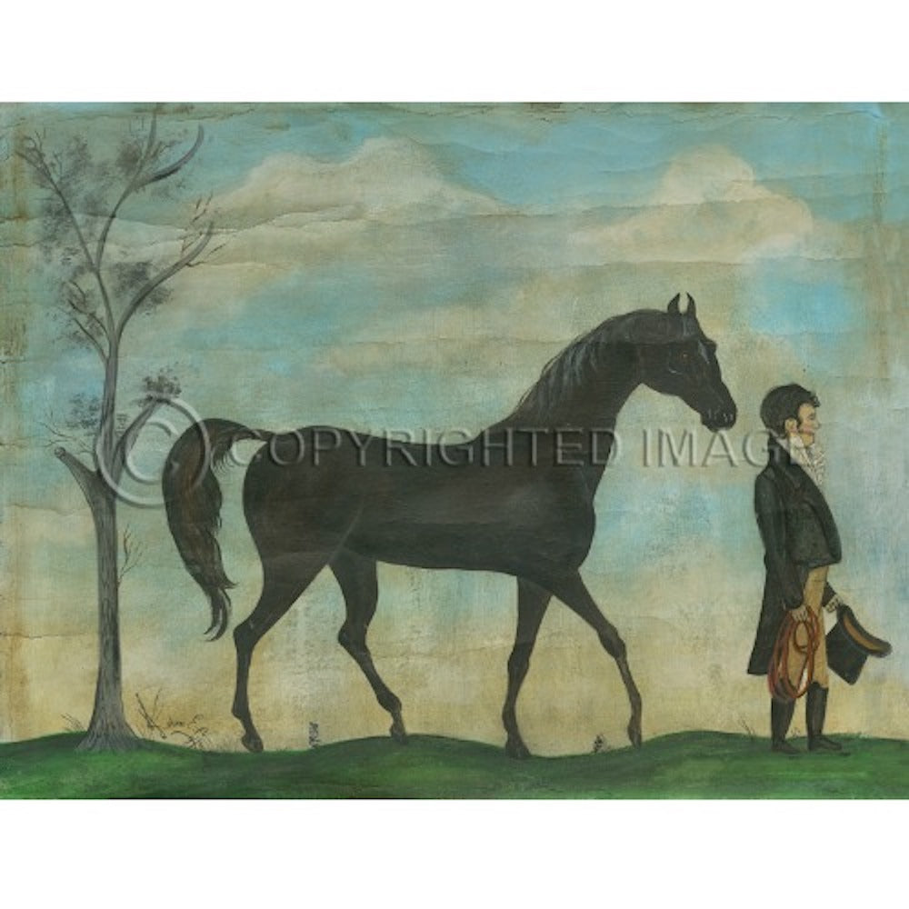Man With His Steed Floorcloth - Farmhouse-Primitives