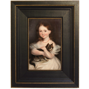 Colonial Girl with Cat Framed SIZE CHOICE - Farmhouse-Primitives