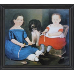 Two Children with Dog Minnie Framed - Farmhouse-Primitives
