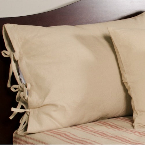 Oat Pillow Sham with Ties - Farmhouse-Primitives