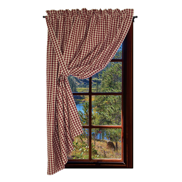 Heritage House Barn Red Check Curtains - Farmhouse-Primitives