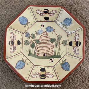 Skep and Bees Redware Plate - Farmhouse-Primitives