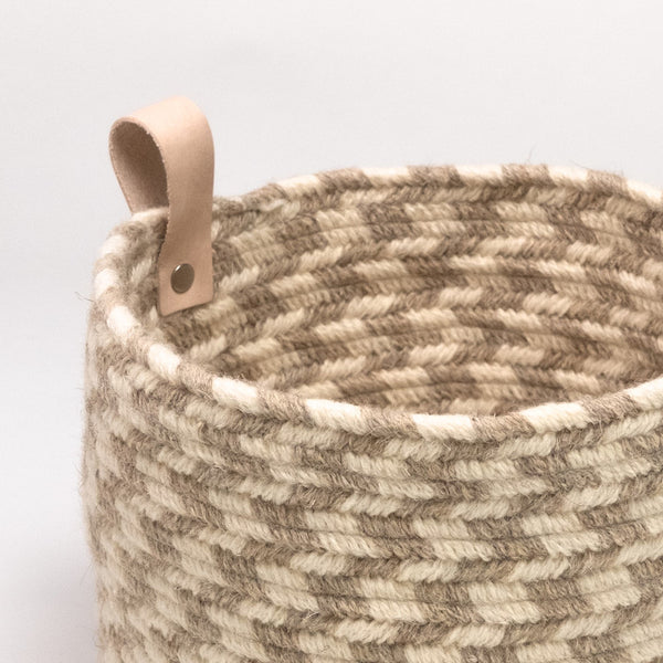 Ink-Drop Wool with Leather Loop Basket
