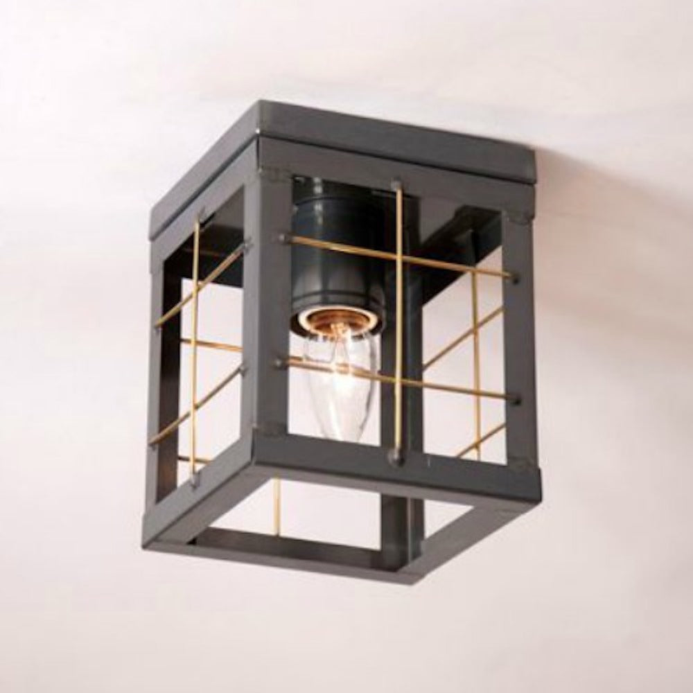 Single Ceiling Light with Brass Bars - Farmhouse-Primitives