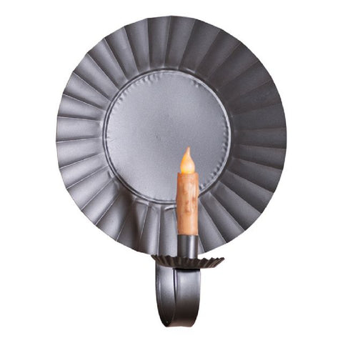 Round Candle Sconce in Blackened Tin - Farmhouse-Primitives