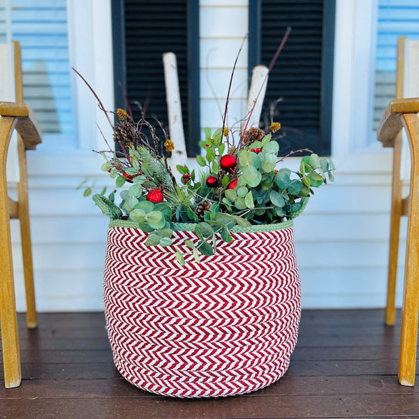 Kringle Candy Cane Red Floor Basket SIZE CHOICE