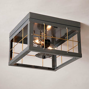 Double Ceiling Light with Brass Bars - Farmhouse-Primitives
