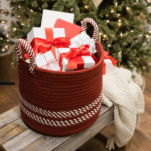 Jolly Holiday Red Twist Floor Basket