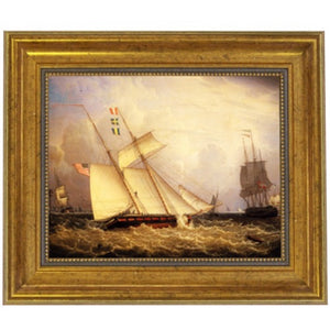 American Schooner Under Sail with Heavy Seas Framed - Farmhouse-Primitives