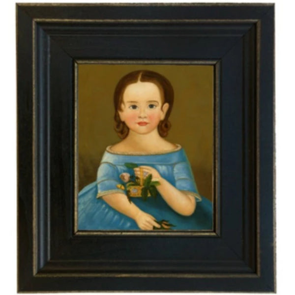Girl in Blue Dress Framed SIZE CHOICE - Farmhouse-Primitives