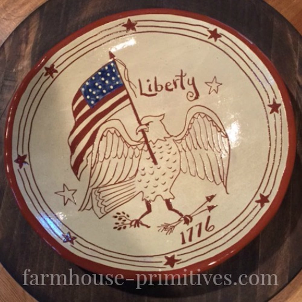 Liberty 1776 Ten inch Redware Plate - Farmhouse-Primitives