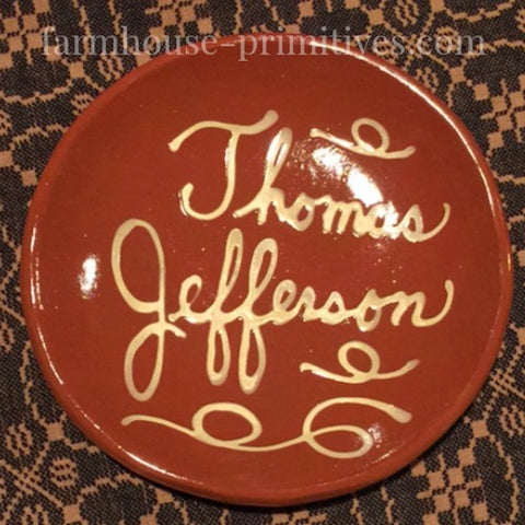 Thomas Jefferson Redware Plate - Farmhouse-Primitives