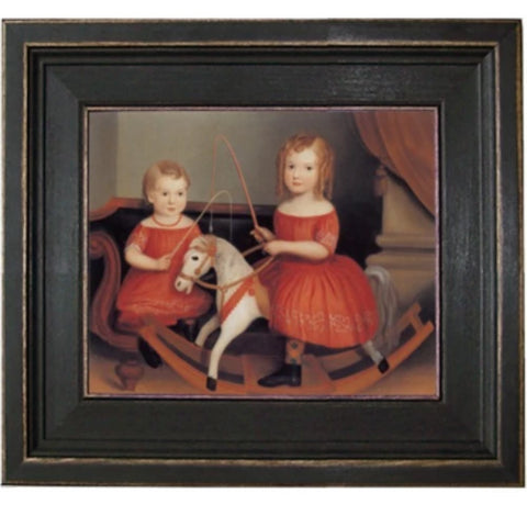 Two Children in Red Framed - Farmhouse-Primitives