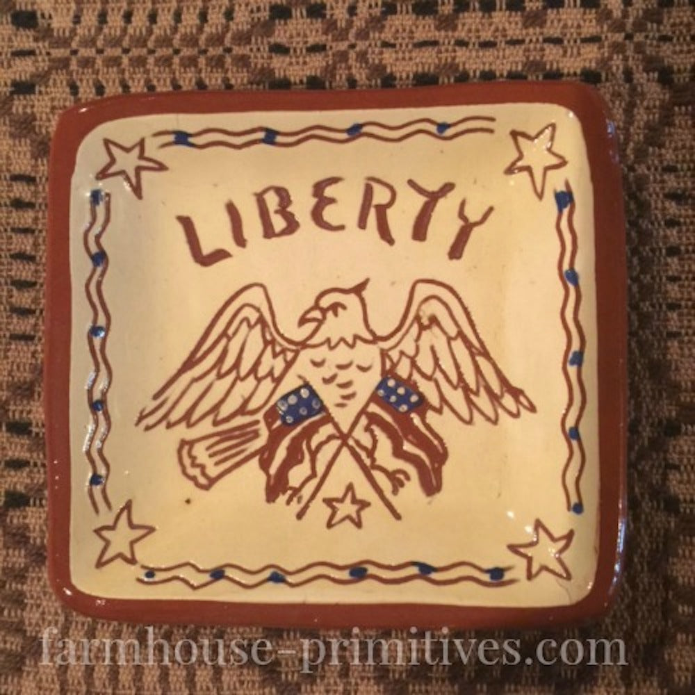 Liberty Eagle Mini Redware Plate - Farmhouse-Primitives