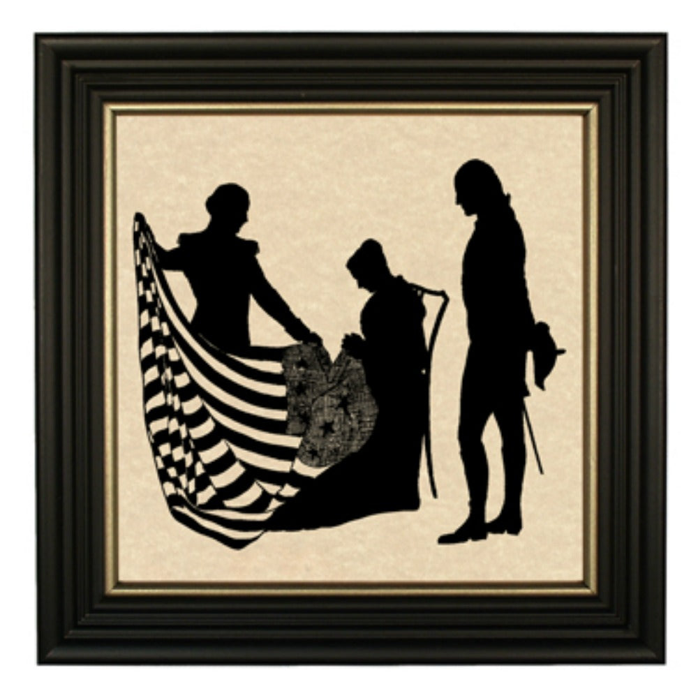Betsy Ross and George Washington with Flag Silhouette - Farmhouse-Primitives