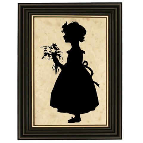 Girl with Flowers Silhouette - Farmhouse-Primitives