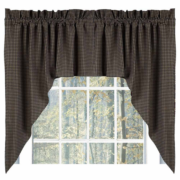 Newbury Black Check Curtains - Farmhouse-Primitives