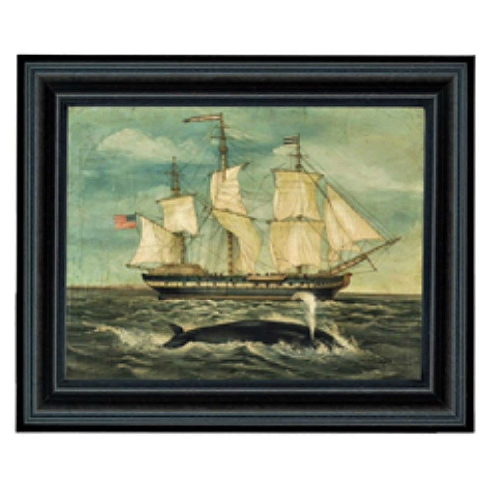 Whaling Ship and Whale Framed - Farmhouse-Primitives