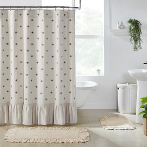 Embroidered Bee Shower Curtain - Farmhouse-Primitives