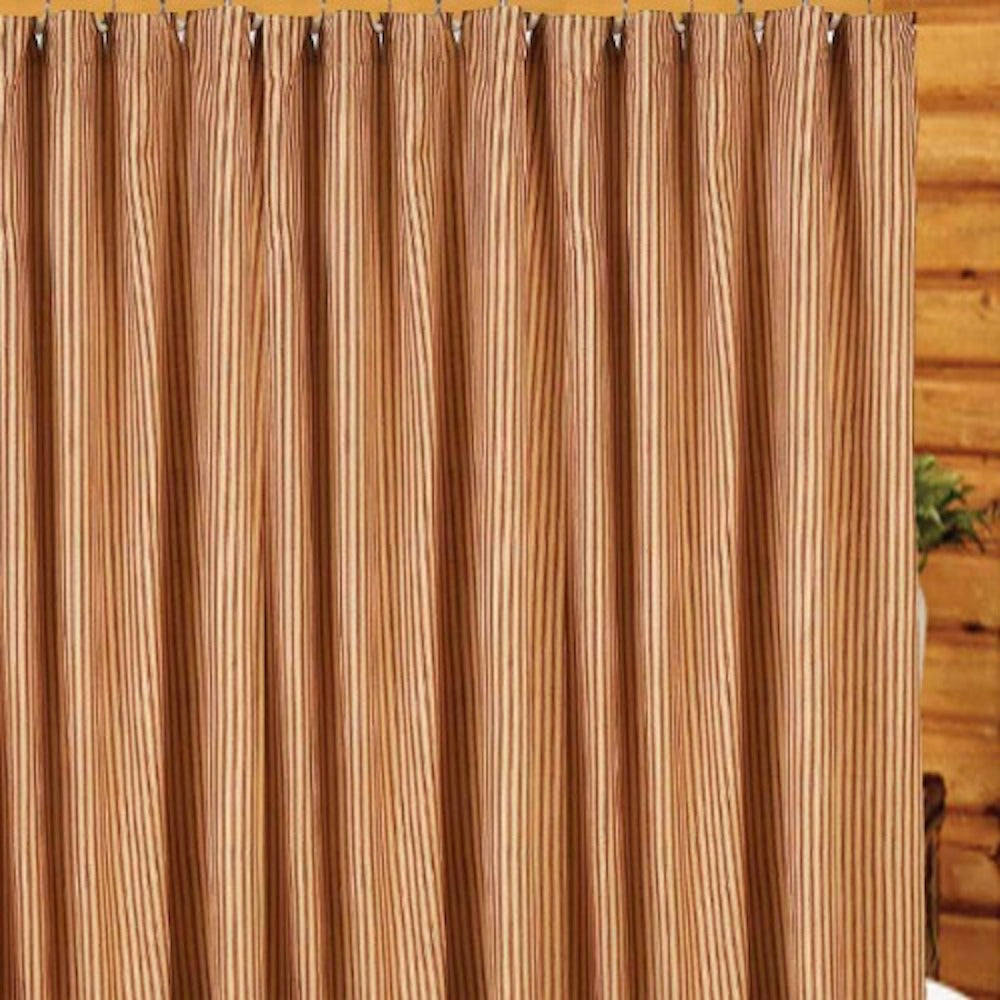 York Red Tick Stripe Shower Curtain - Farmhouse-Primitives