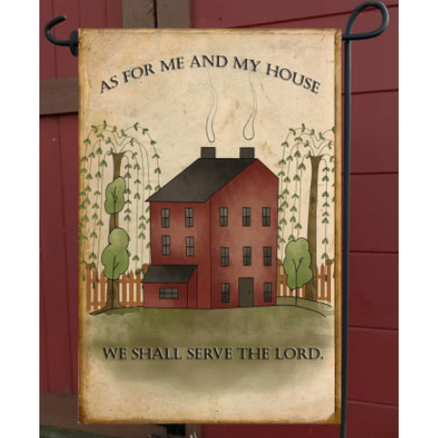 As For Me and My House Red Garden Flag - Farmhouse-Primitives