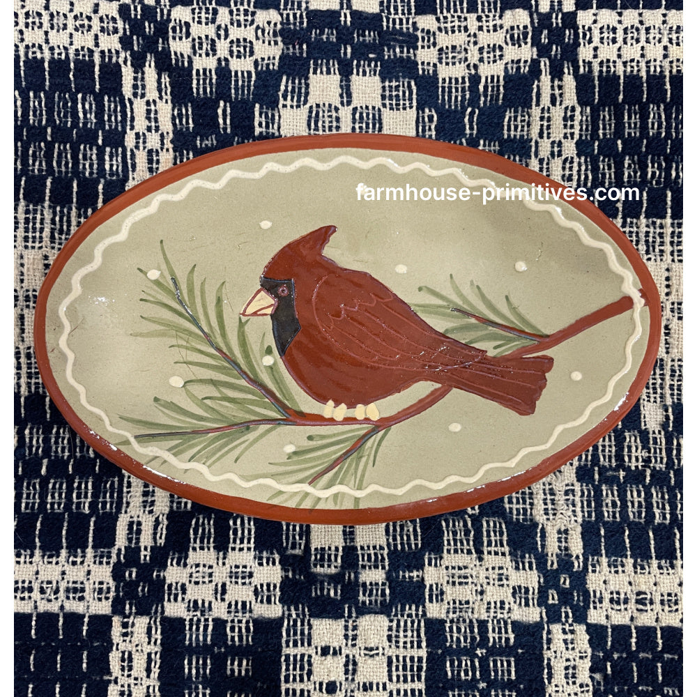 Cardinal Oval Redware Plate