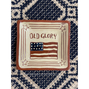Old Glory Mini Redware Plate - Farmhouse-Primitives