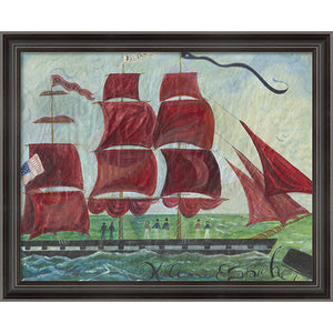 Red Sails Ship Framed - Farmhouse-Primitives