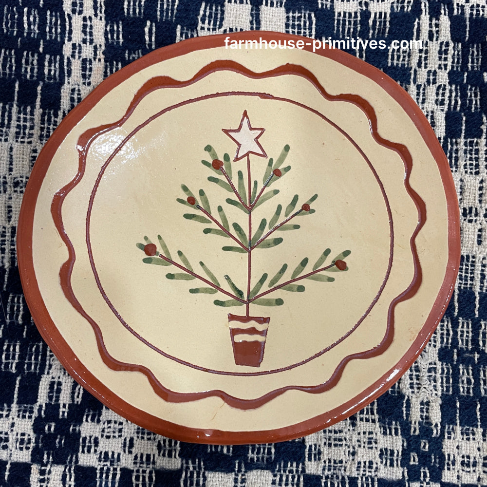 Tree with Star Redware Plate